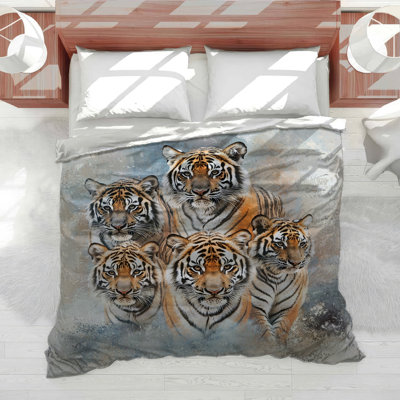 Tiger Family Bedding Animal Comforter Rustic
