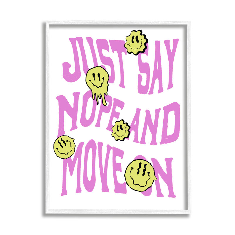 «Bb-509», encadré «Just Say Nope», phrase sur toile par LulusimonSTUDI, art textuel, Giclée encadrée blanc bord de mer