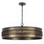 Lustre à tambour en métal bronze vieilli, 14 cm de hauteur, 5 lumières 60 W
