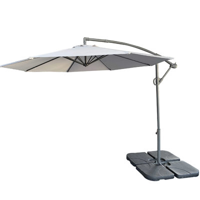 10Ft Hanging Patio Umbrella Gray - Ergonomic Canopy Shape, Increases Comfort Outdoors Offset Cantilever Gray, Portable And Lightweight Design For Mobility