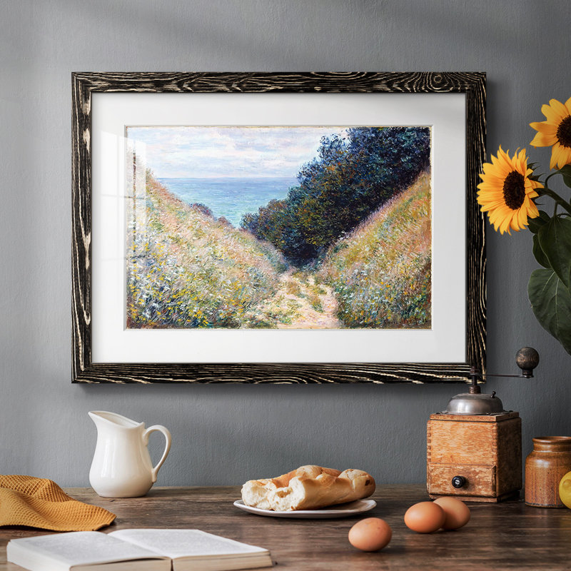 Sentier à la grotte, Pourville, 1882 - Reproduction d'un seul cadre, Noir, H 22 po x l 32 po