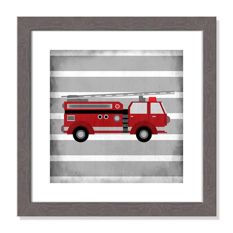 In Red 1' Wall Decal, 16" H x 16" W x 0.6" D, Grey Woodgrain Flat Framed
