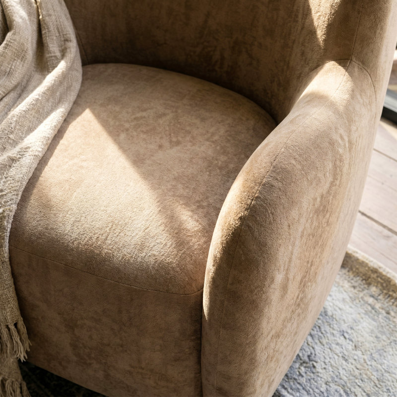 Reshami Wing Back Fabric Upholstered Accent Chair, Light Camel