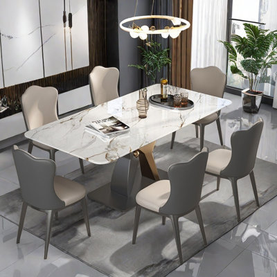 Ensemble de table de salle à manger rectangulaire de luxe de style italien