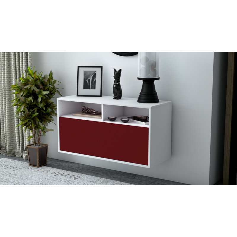 Loyne Unfinished Floating TV Stand, Red