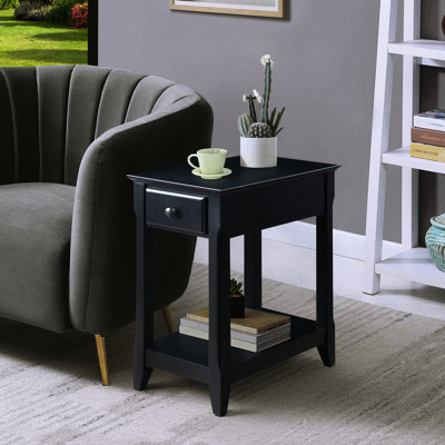Table d'appoint noire avec rangement - Élégante pour petits espaces de vie
