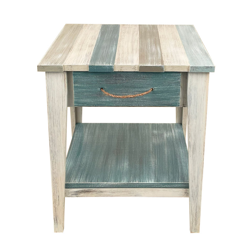 Table de bout en bois massif avec rangement Narcissa