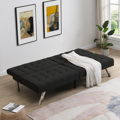 Wood Frame Bed In Black With Stainless Leg And Multifunctional Wear- Fabric