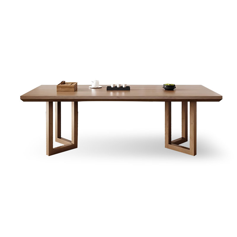 Brown Rectangular Solid Wood Dining Table, 29.53"H x 86.61"L x 35.43"W