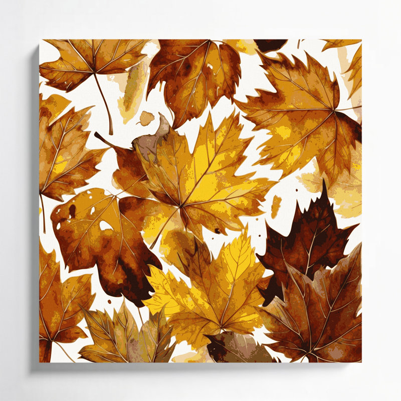 "Botanical Beech Leaves", art mural sur toile brune, H 16 po x l 16 po