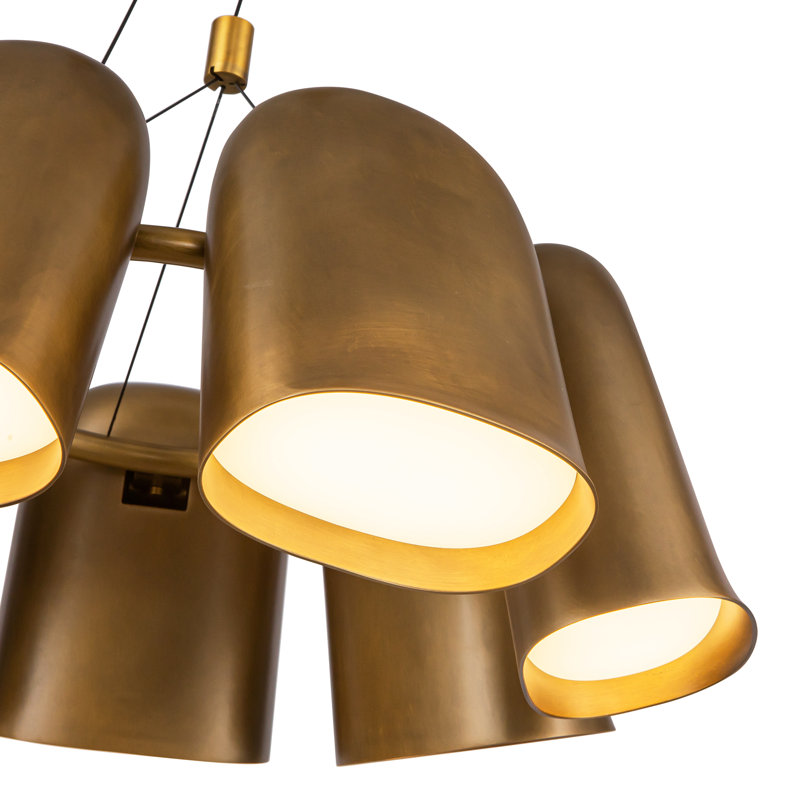 Bell 20-In Chandelier, Brass, Vintage Brass