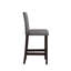Table de bar avec 4 tabourets, mobilier de style transitionnel gris, siège à 100%, pieds de 21 po, dimensions de 19 po x 17,5 po, dossier quadrillé, blanc, revêtement en bois massif,