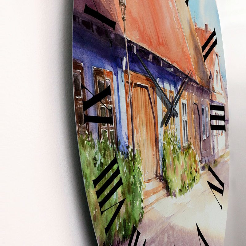 Vieille maison en bois dans un village polonais - horloge murale, Petit