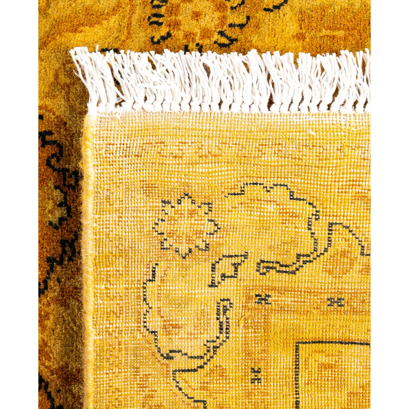 Overdyed Hand-Knotted Wool Modern-Contemporary Gold Area Rug 4' 8" x 7' 4"