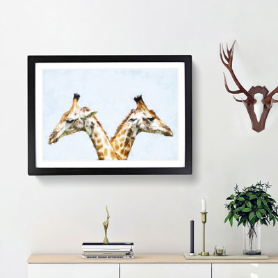 Giraffes Looking Both Ways - Picture Frame Graphic Art Print