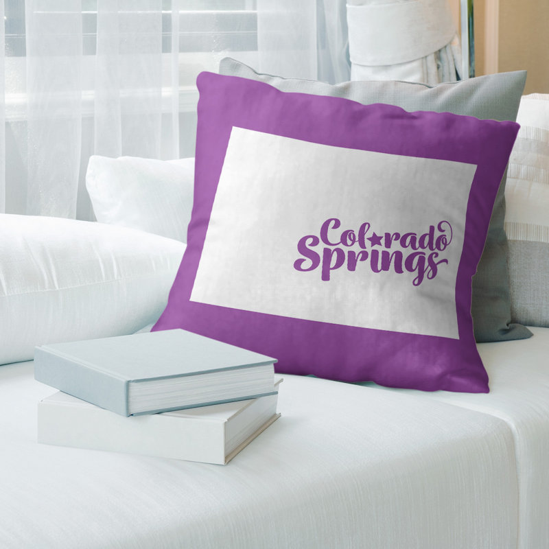 Coussin colorado springs, Violet, Faux lin, 26 po x 26 po