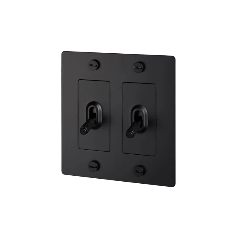 Toggle Switches Double Light Switch, Matte Black