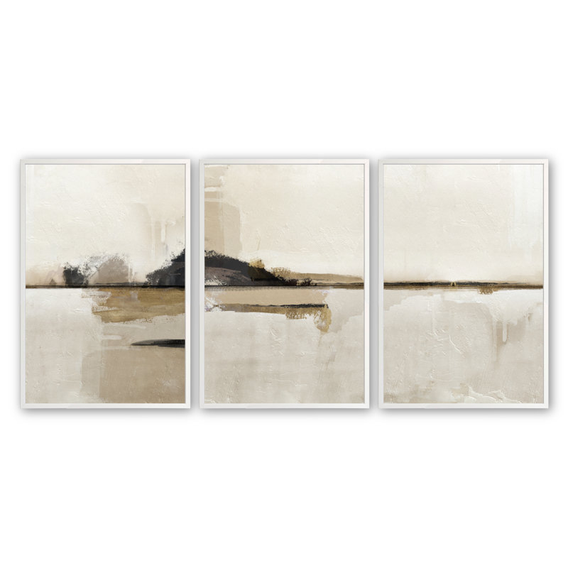 3 pièces Petran Modern Neutral Abstract par Line2Form, Blanc opaque, H 16 po x l 20 po x P 1,25 po