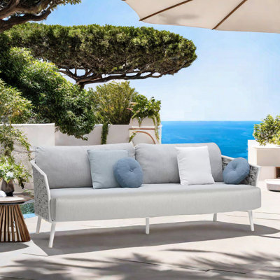 Maurene 78.74'' Wide Rectangle Patio Sofa with Cushions