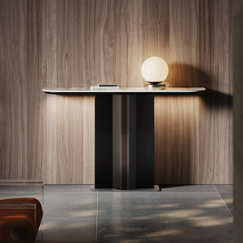 Light luxury style sintered stone console table., 33.4" H x 55" W x 13.7" D