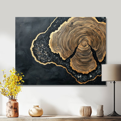 Abstrait glissade en bois sur cristal onyx noir I - forêt, art mural