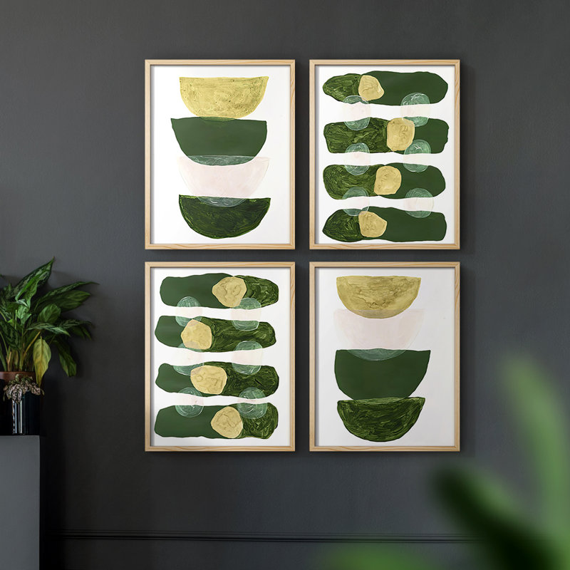 «Link In I», 4 pièces sur papier, H 14 po x l 44 po, Noir