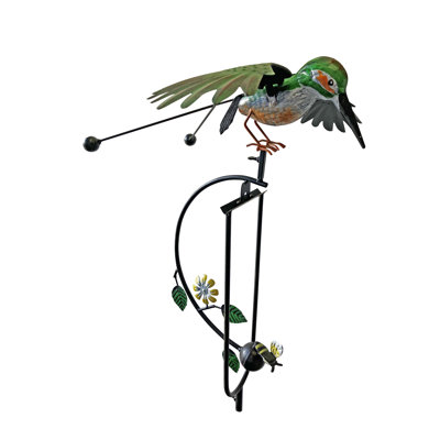 Piquet de jardin rustique en métal avec colibri