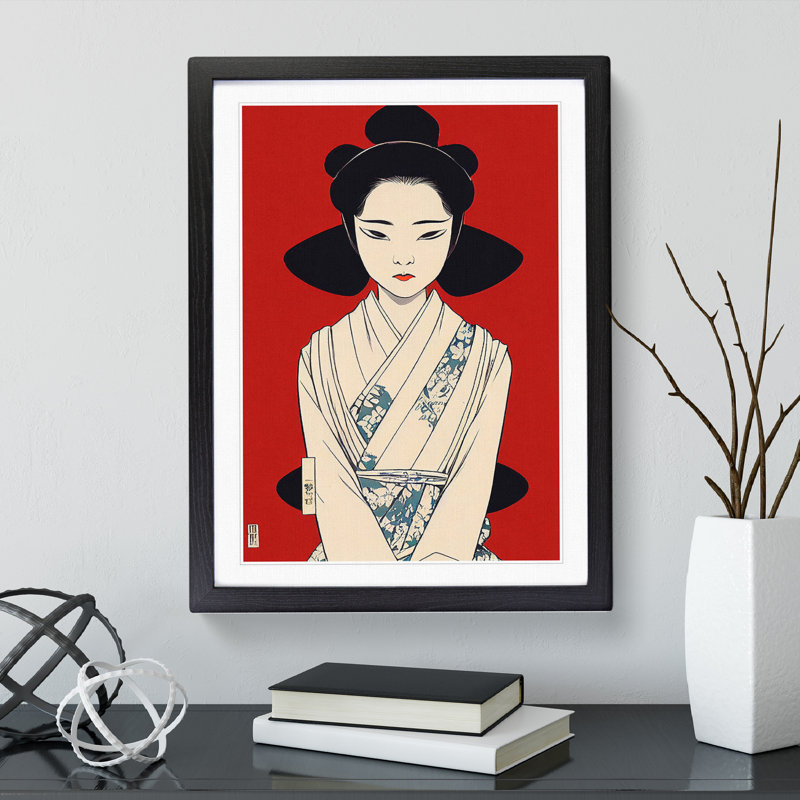Gentle Geisha - Wrapped Canvas Print, 64cm H x 46cm W x 2cm D, Black Framed