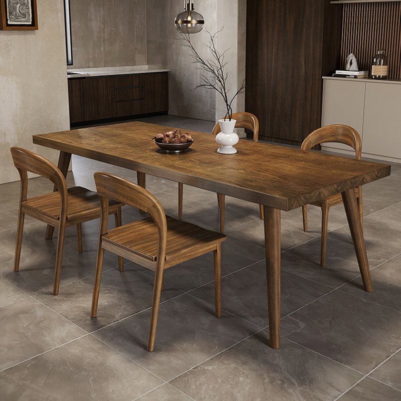 Marwa 6 - Person Pine Solid Wood Solid Wood Top Four Leg Dining Set, 29.53"H x 55.12"L x 27.56"W