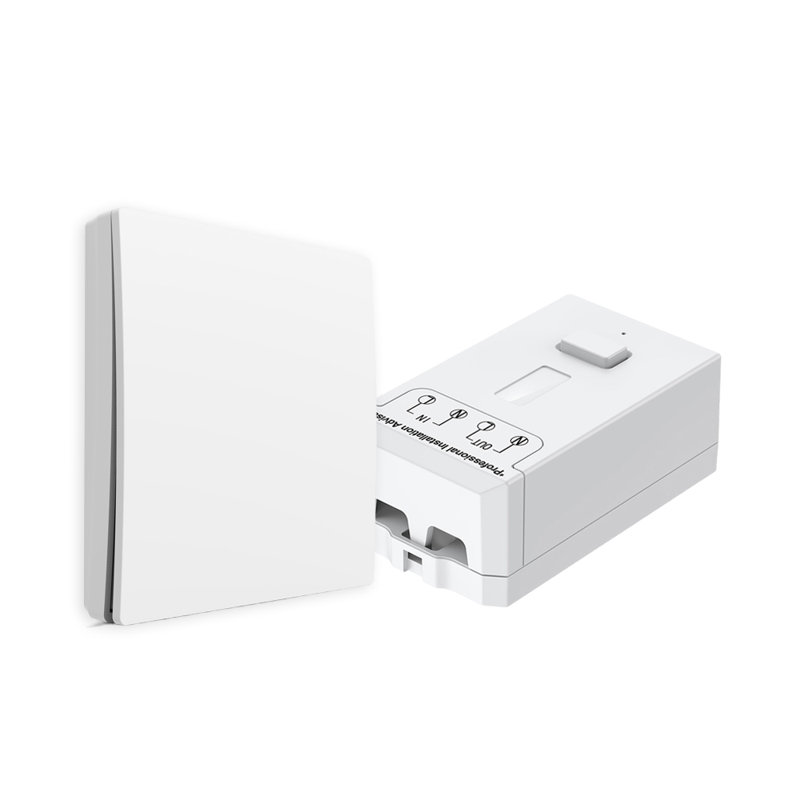 ENER J 1 Gang Wireless Kinetic Switch Kit White 500W RF Receiver Bundle