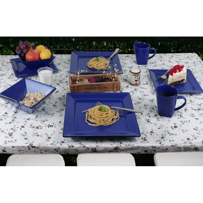 Service de table 16 pièces en grès perlé Lorren Home Trends, bleu