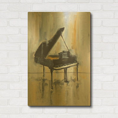 « Piano en or 2 » de JD, tableau mural en métal doré, 61 x 91 cm