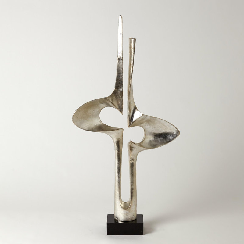 Brother and Sister Sculpture, Silver/Black