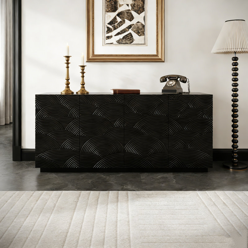 Buffet moderne 4 portes avec beaucoup de rangement et une conception anti-déversement pour cuisine ou salon