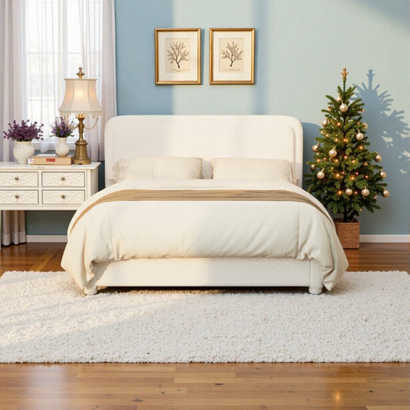 Lit plateforme moderne et ajustable avec tête de lit Cloud pour lit double / grand, Grand lit