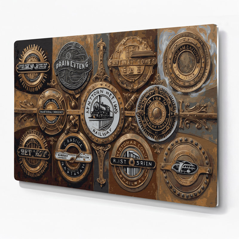 Transport, compagnie de chemin de fer historique, art mural en métal brun, H 8 po x l 10 po x P 0,05 po