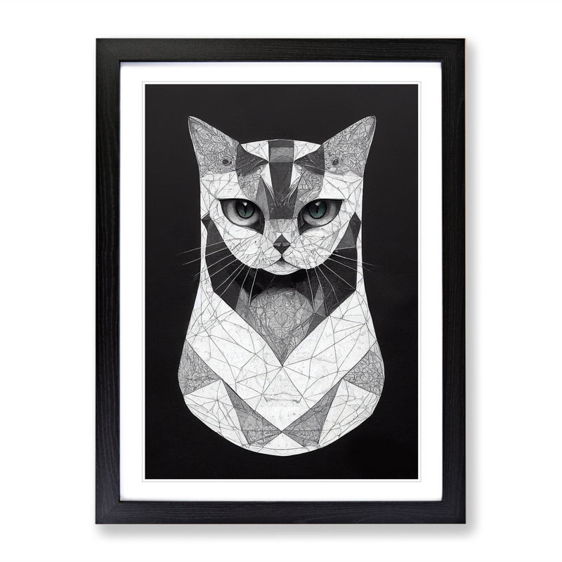 Ravishing Cat Abstract - Single Picture Frame Print, Black Framed, 64cm H x 46cm W x 2cm D
