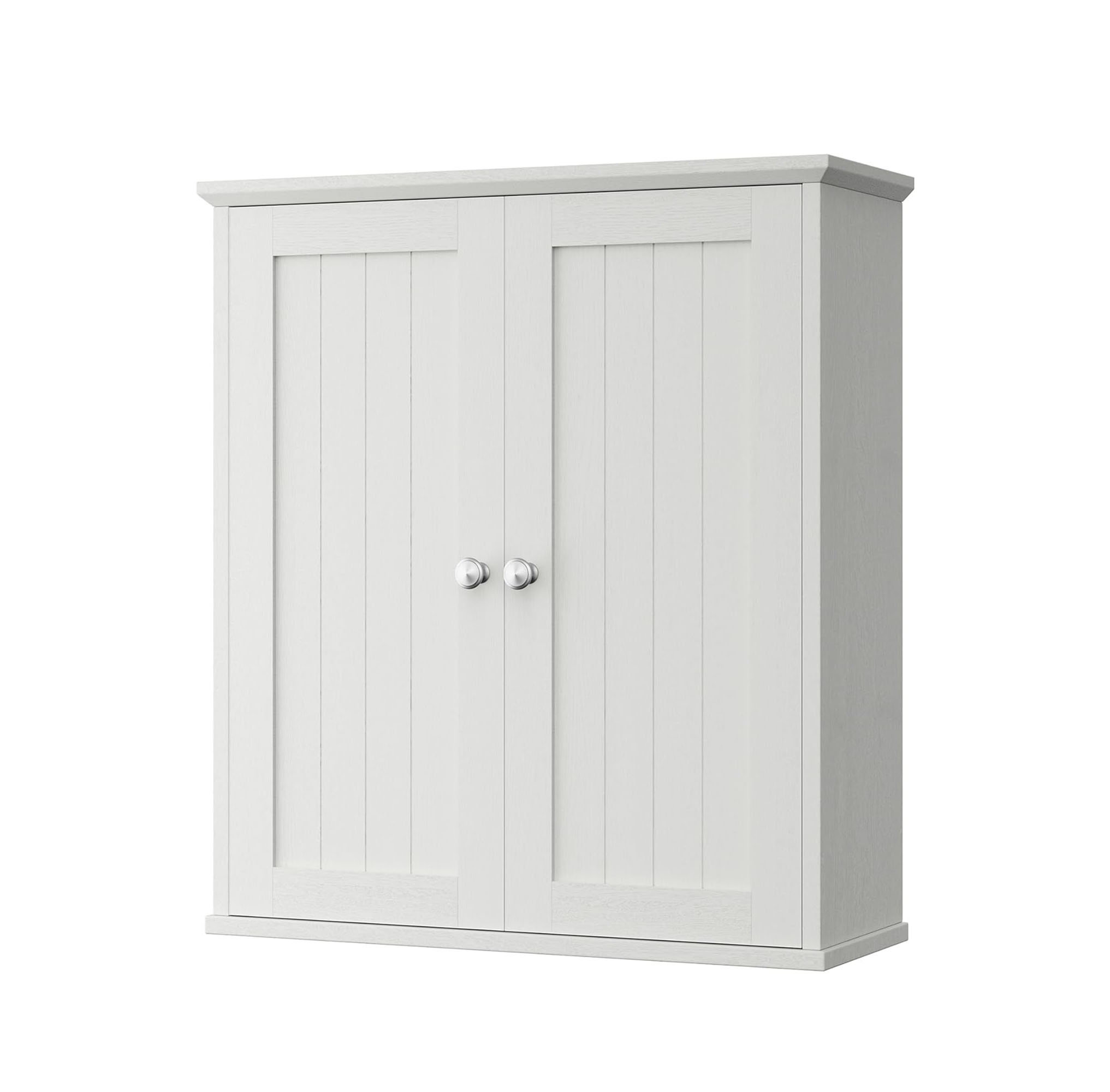 Armoire miroir murale salle de bain - 2 portes, étagère, niche - acier