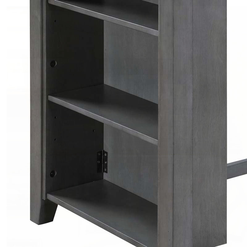 Table de petit comptoir à finition grise 36 "avec ports USB et tablettes Gregorio