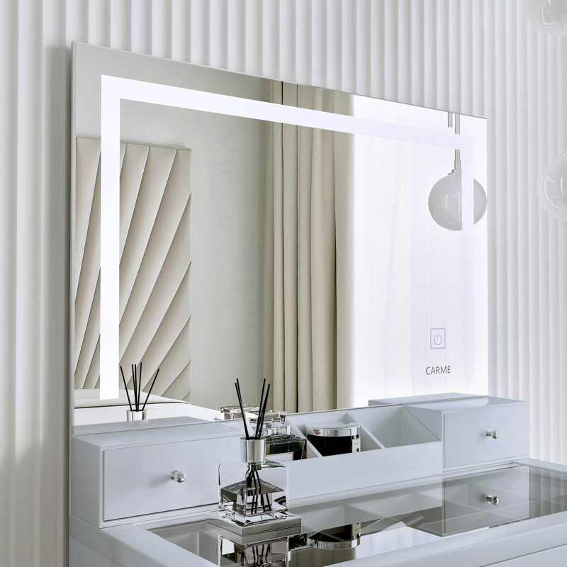 Dressing Table with Mirror, Grey