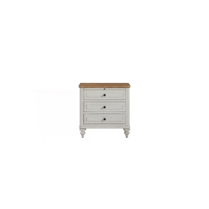 Table de chevet 3 tiroirs avec chargement USB
