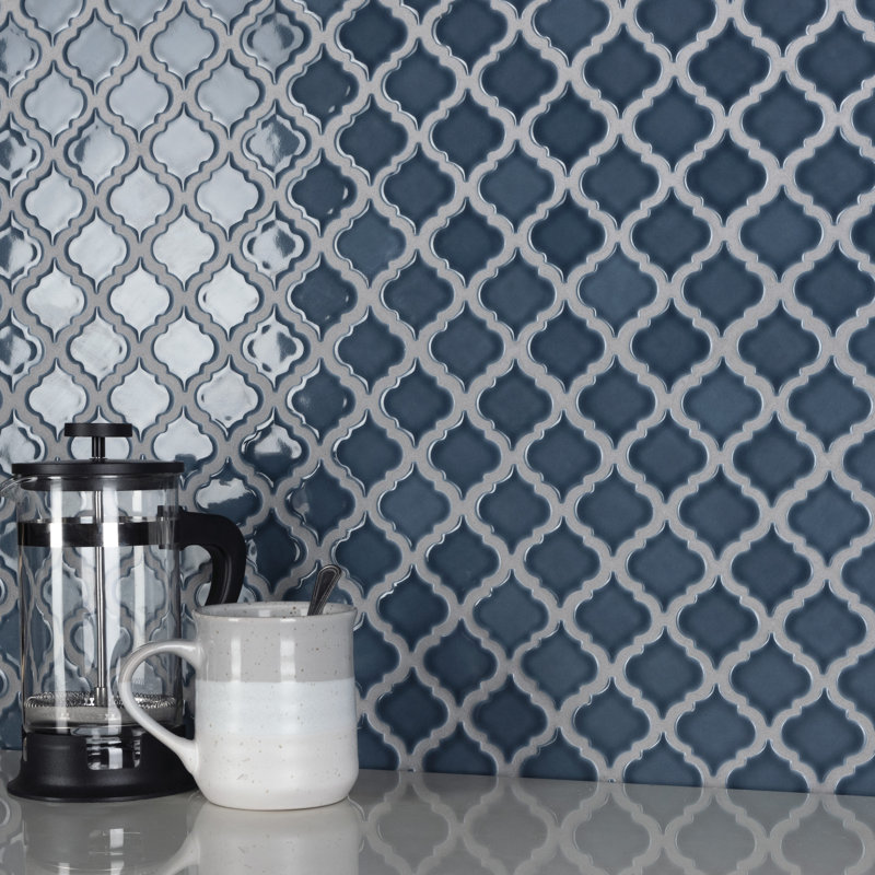 Hudson Tangier 2" x 2" Porcelain Arabesque Mosaic Wall & Floor Tile, Storm Gray