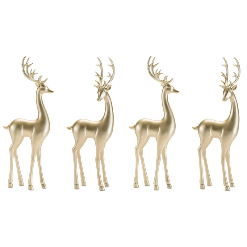 Figurine moderne cerf métallique (ensemble de 4)