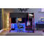 Lit mezzanine double en bois avec bureau intégré, garde-robe, DEL et tiroir, noir