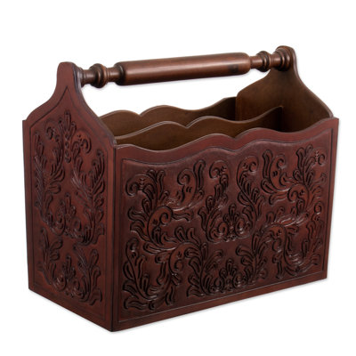 Sarasota Colonial Splendor Mohena Wood and Leather Magazine Rack