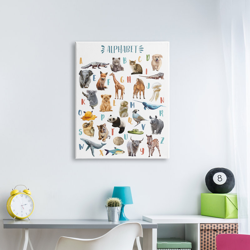 Kid's Playful Animal Alphabet - impression, H 30 po x l 24 po, Toile tendue