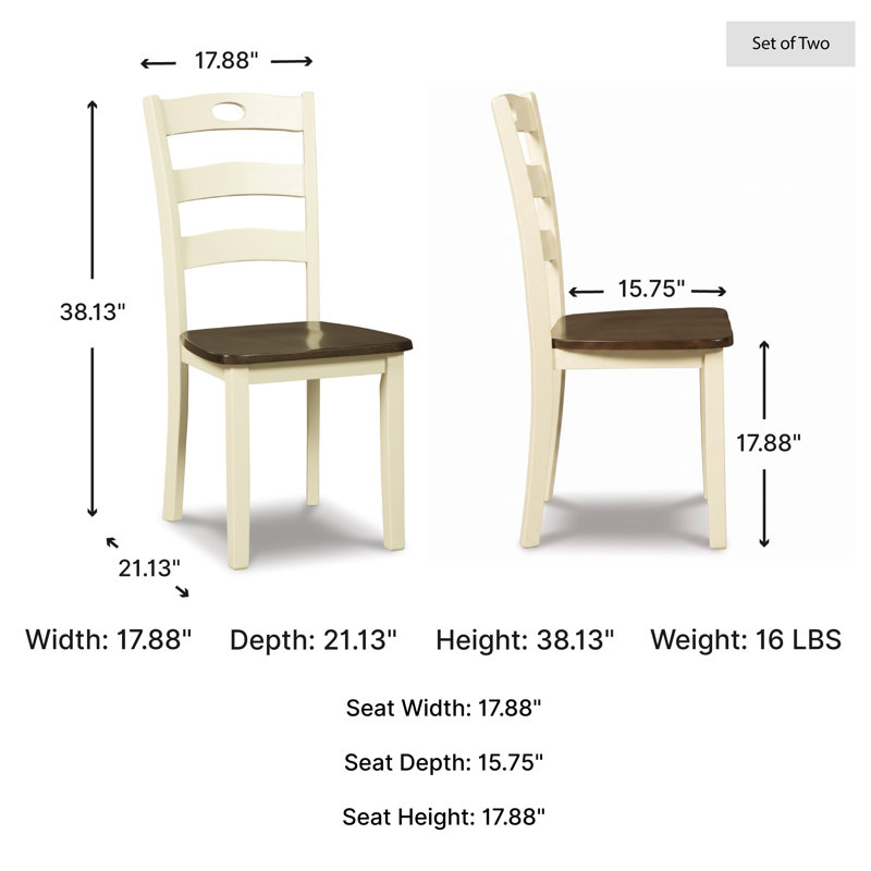 Strongsville Ladder Back Side Chair in White/Brown