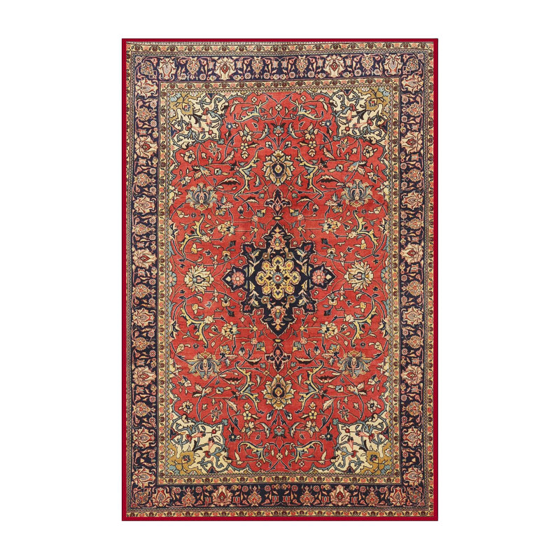 Tapis traditionnel rouge / noir, Rectangle 2 pi x 3 pi