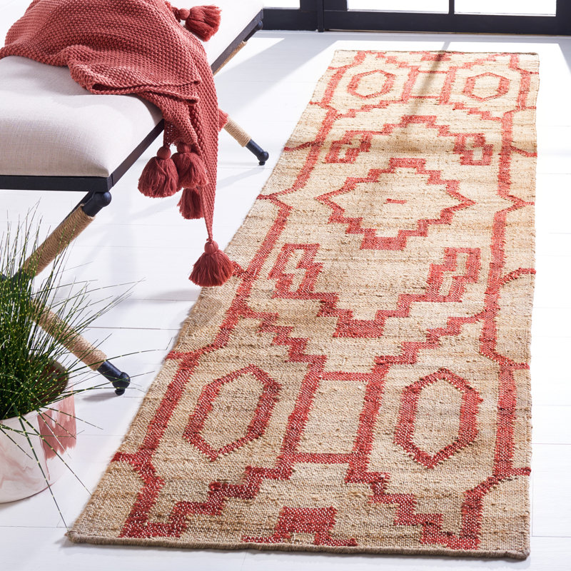 Auben Natural Fiber Flat Weave Jute Southwestern Rug, Runner 2'3" x 9'