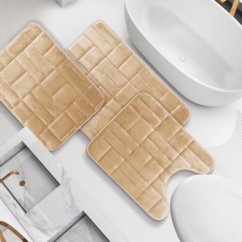 Memory Foam Non-Slip Bath Rug, Beige Cream